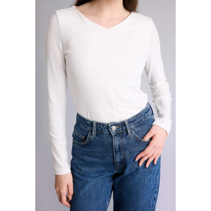 Defacto G9521AXER105 Ekru Slım Fıt Basıc Modal Tişört