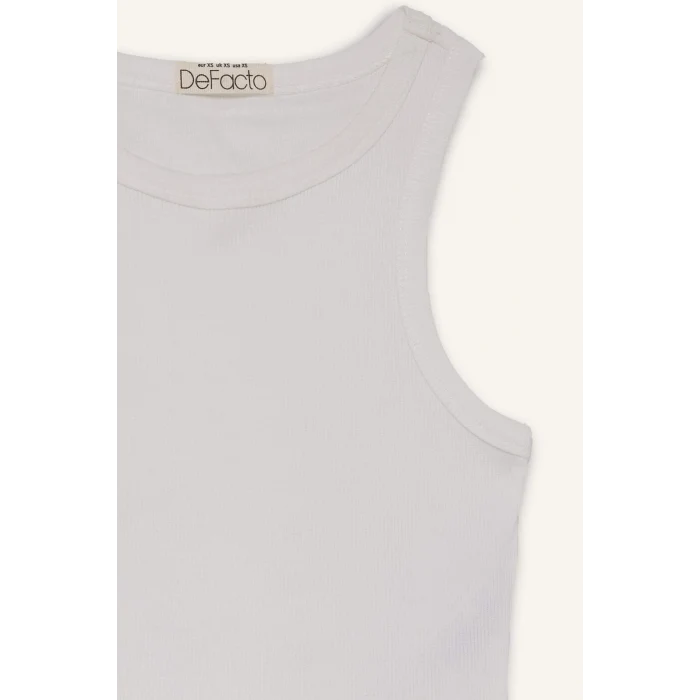 Defacto U0357AZWT32 Beyaz Afra x DeFacto Fitted Halter Yaka Fitilli Kaşkorse Atlet