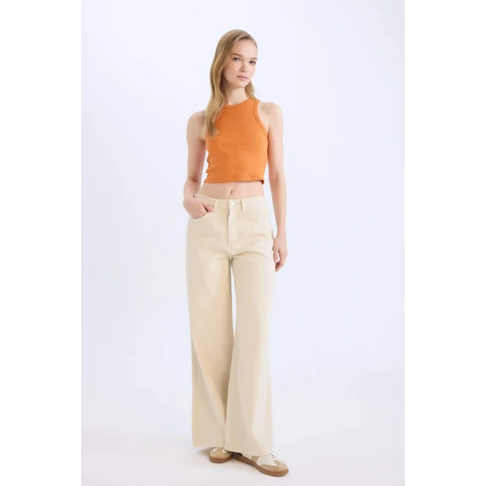 Defacto U0357AZOG138 Turuncu Fıtted Halter Yaka Fitilli Kaşkorse Atlet