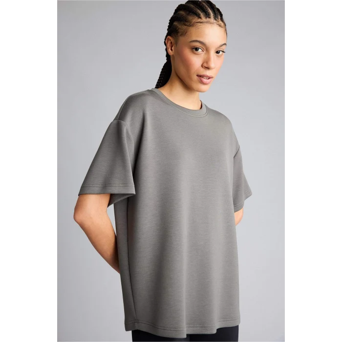 Defacto D7127AXKH521 Haki Oversıze Bisiklet Yaka Sporcu Modal Kısa Kollu Tişört