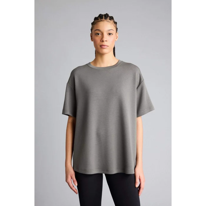 Defacto D7127AXKH521 Haki Oversıze Bisiklet Yaka Sporcu Modal Kısa Kollu Tişört