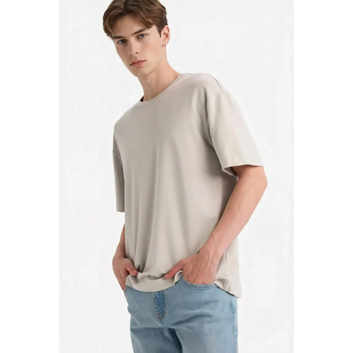 Defacto F9561AXGR368 Gri Premium Boxy Fit Tişört