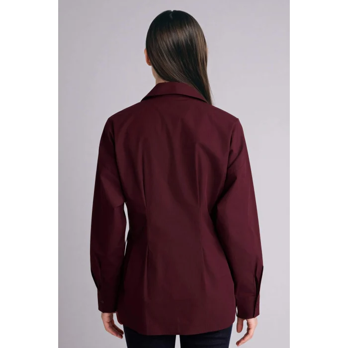 Defacto G8610AXBR34 Bordo Fitted Poplin Gömlek