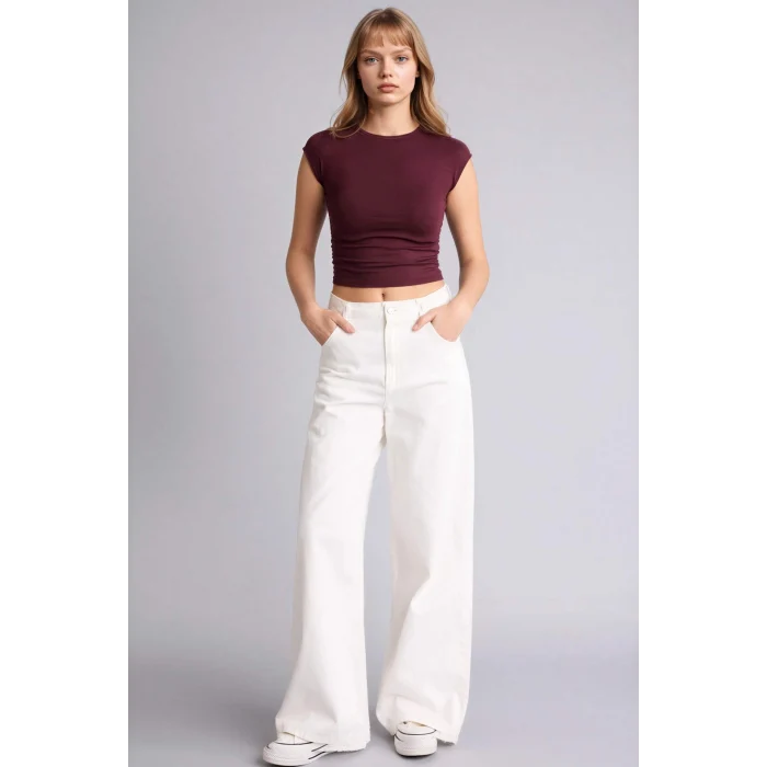 Defacto F5187AXBR467 Bordo Fıtted Modal Tişört