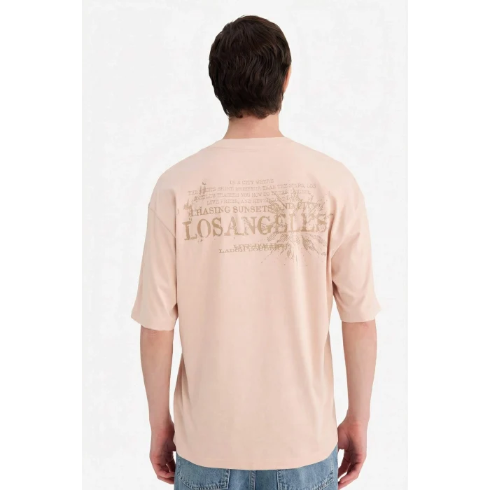 Defacto G1327AXPN287 Pembe %100 Pamuk Boxy Fit Baskılı Tişört