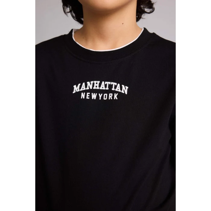 Defacto G7150A8BK81 Siyah New Regular Fıt Bisiklet Yaka Baskılı Kısa Kollu Tişört Erkek Çocuk