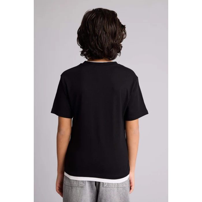Defacto G7150A8BK81 Siyah New Regular Fıt Bisiklet Yaka Baskılı Kısa Kollu Tişört Erkek Çocuk