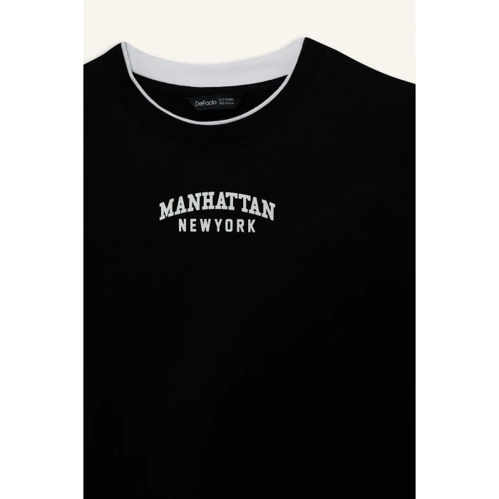 Defacto G7150A8BK81 Siyah New Regular Fıt Bisiklet Yaka Baskılı Kısa Kollu Tişört Erkek Çocuk
