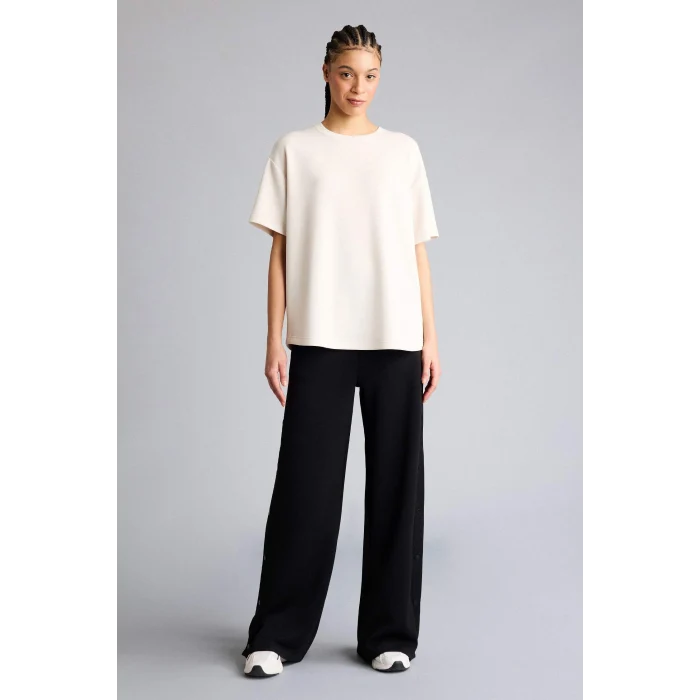 Defacto D7127AXER218 Ekru Oversıze Bisiklet Yaka Sporcu Modal Kısa Kollu Tişört