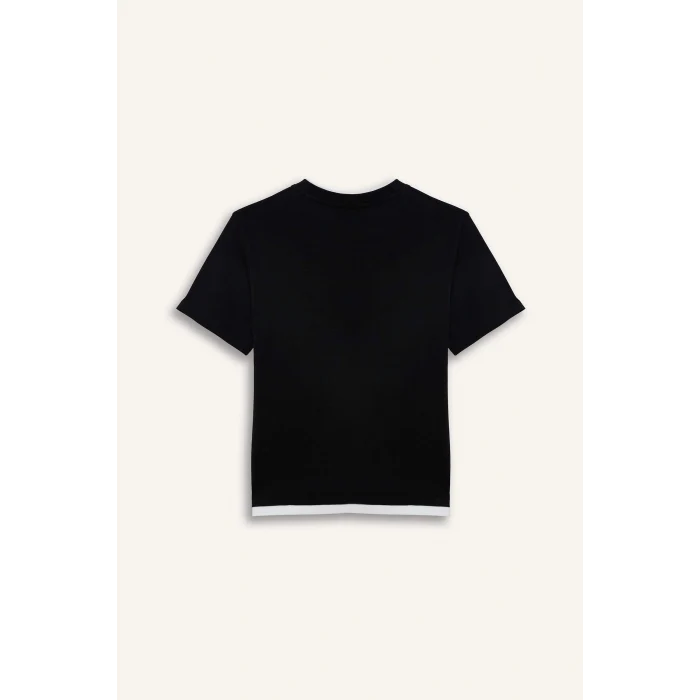 Defacto G7150A8BK81 Siyah New Regular Fıt Bisiklet Yaka Baskılı Kısa Kollu Tişört Erkek Çocuk