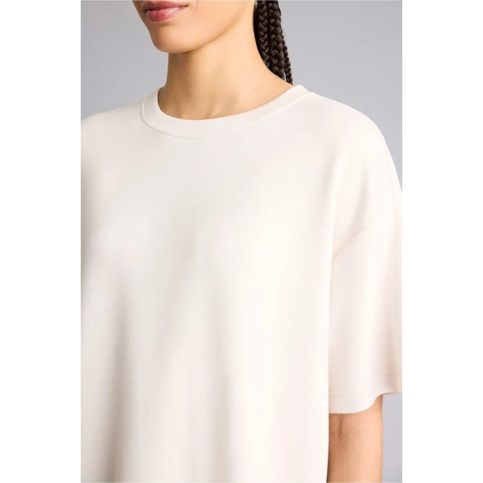 Defacto D7127AXER218 Ekru Oversıze Bisiklet Yaka Sporcu Modal Kısa Kollu Tişört