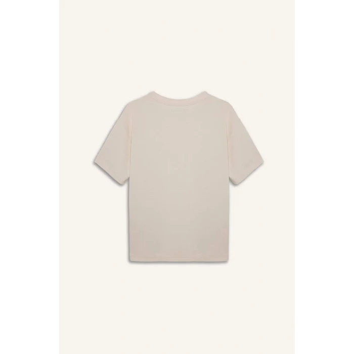 Defacto D7127AXER218 Ekru Oversıze Bisiklet Yaka Sporcu Modal Kısa Kollu Tişört