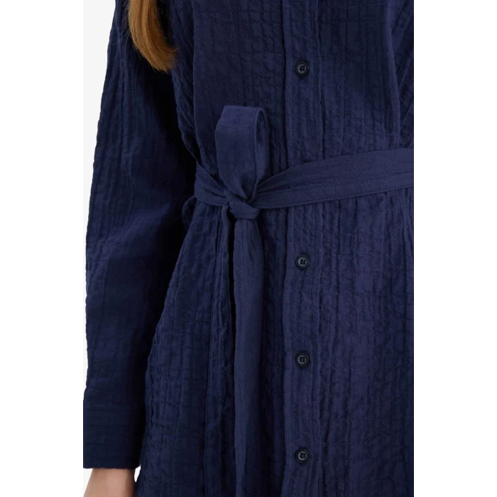 Defacto G8505AXNV31 Lacivert Regular Fıt Gofre Dokulu Tunik