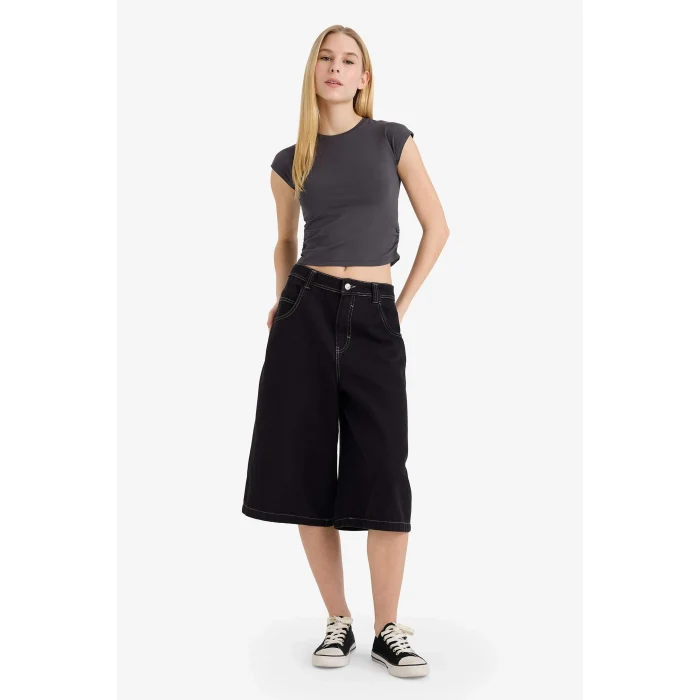 Defacto F5187AXAR191 Antrasit Fıtted Modal Tişört