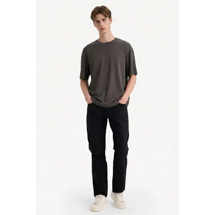 Defacto F9561AXAR212 Antrasit Premium Boxy Fit Tişört