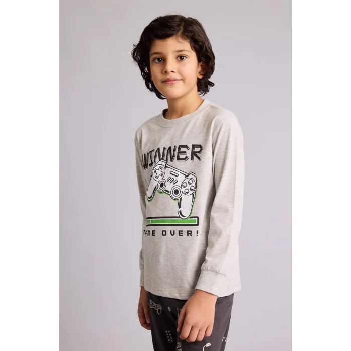 Defacto G9974A8GR400 Gri Regular Fıt 2li Pijama Takımı Erkek Çocuk