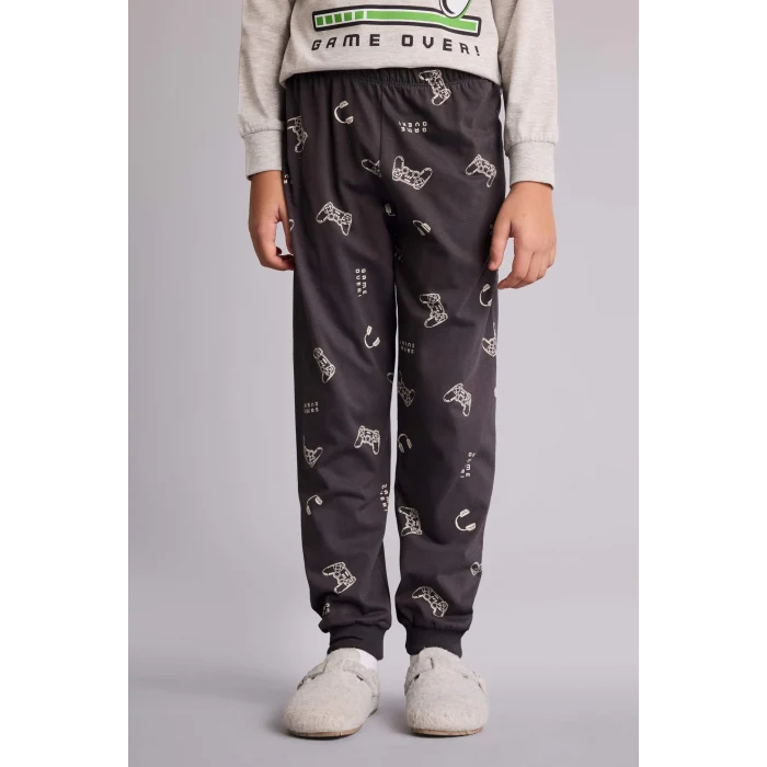 Defacto G9974A8GR400 Gri Regular Fıt 2li Pijama Takımı Erkek Çocuk