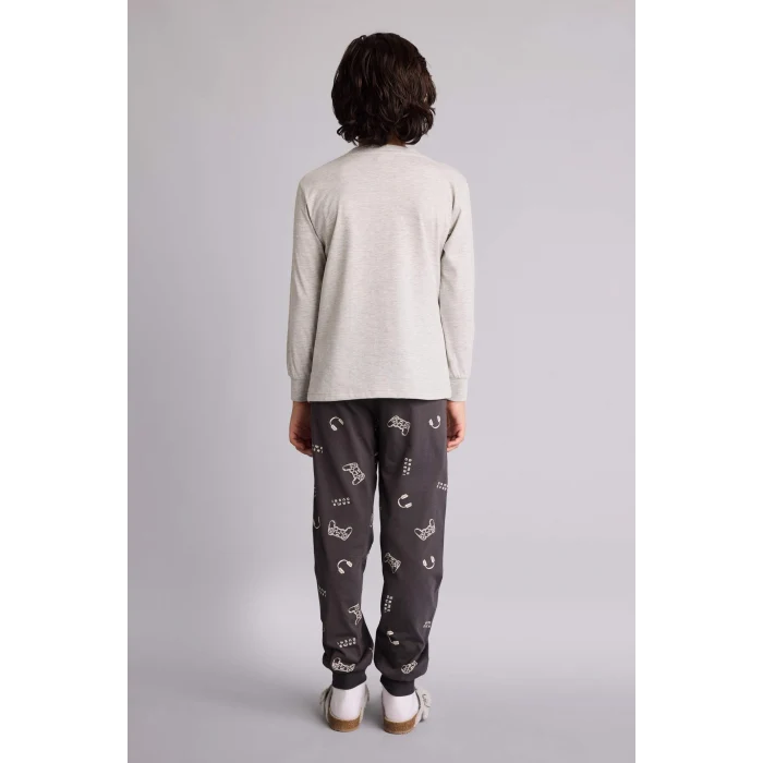 Defacto G9974A8GR400 Gri Regular Fıt 2li Pijama Takımı Erkek Çocuk