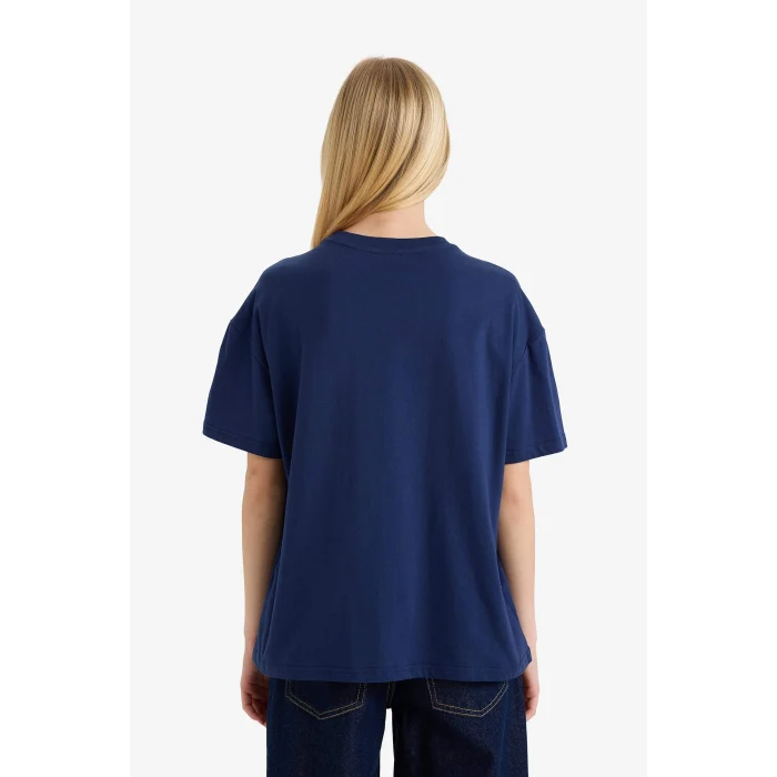Defacto G2336AXNV241 Lacivert %100 Pamuk Oversıze Ayıcıklı Tişört