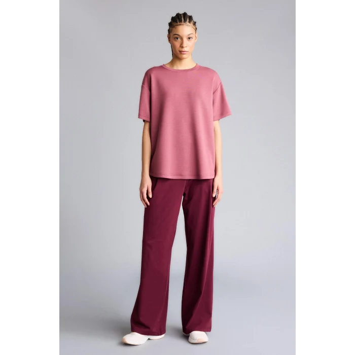 Defacto D7127AXBR252 Bordo Oversıze Bisiklet Yaka Sporcu Modal Kısa Kollu Tişört