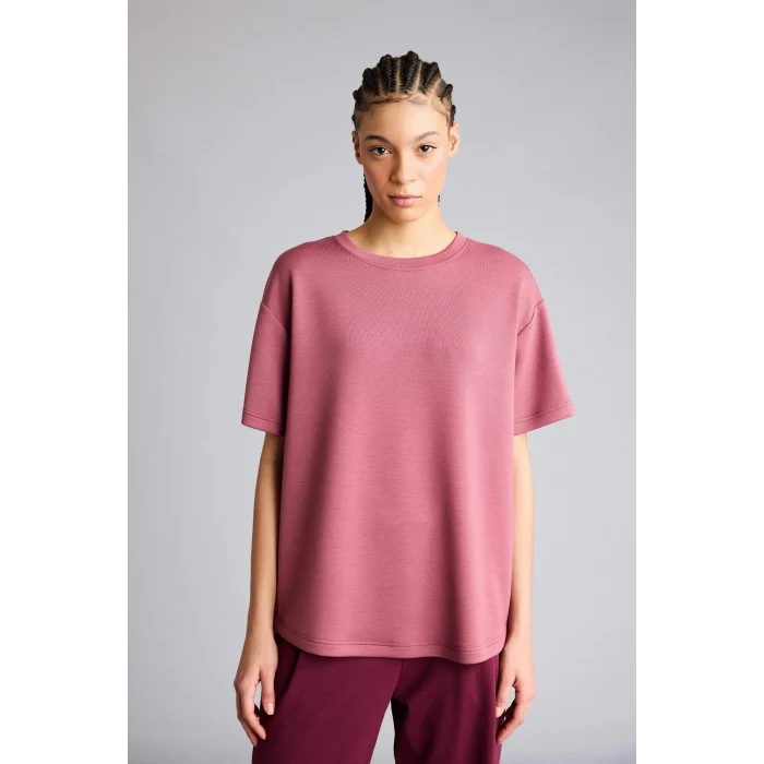 Defacto D7127AXBR252 Bordo Oversıze Bisiklet Yaka Sporcu Modal Kısa Kollu Tişört