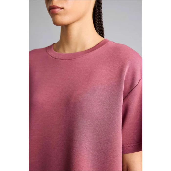 Defacto D7127AXBR252 Bordo Oversıze Bisiklet Yaka Sporcu Modal Kısa Kollu Tişört