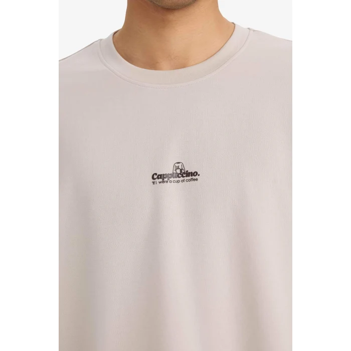 Defacto F9685AXBG766 Bej Nefes Alabilen Boxy Fit Tişört