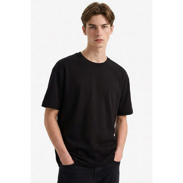 Defacto F9561AXBK81 Siyah Premium Boxy Fit Tişört