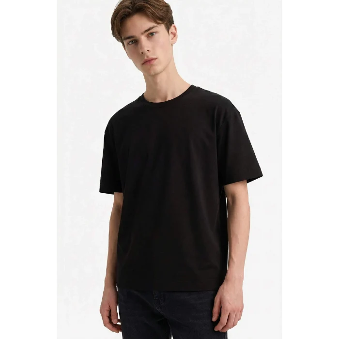 Defacto F9561AXBK81 Siyah Premium Boxy Fit Tişört