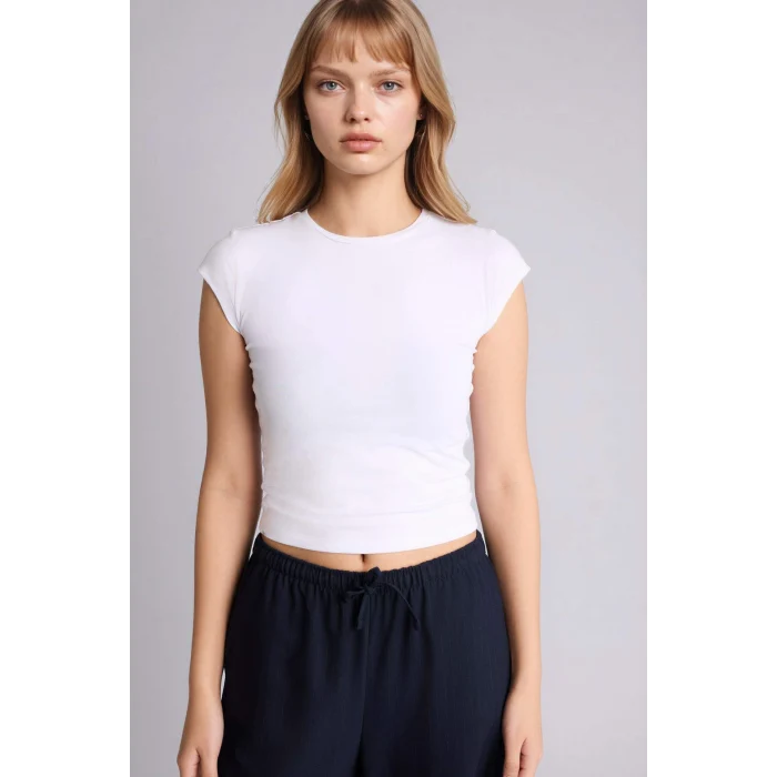 Defacto F5187AXWT32 Beyaz Fıtted Modal Tişört