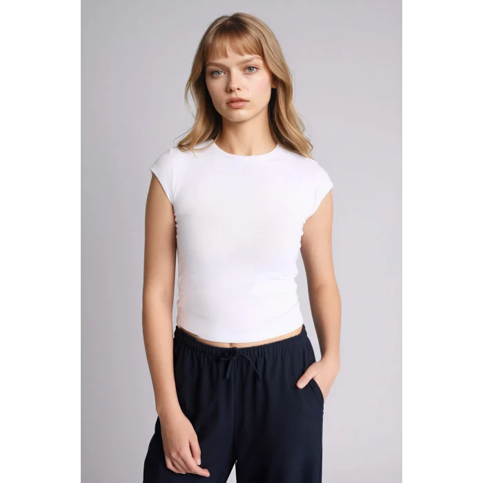 Defacto F5187AXWT32 Beyaz Fıtted Modal Tişört