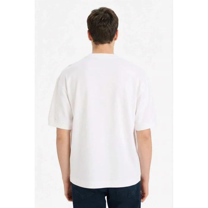 Defacto B4844AXWT34 Beyaz LOOSE FIT Nefes Alabilen Kumaş Tişört