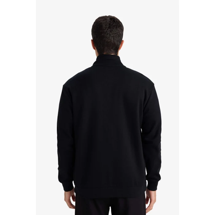 Defacto F9328AXBK81 Siyah Dik Yaka Fermuarlı Hırka