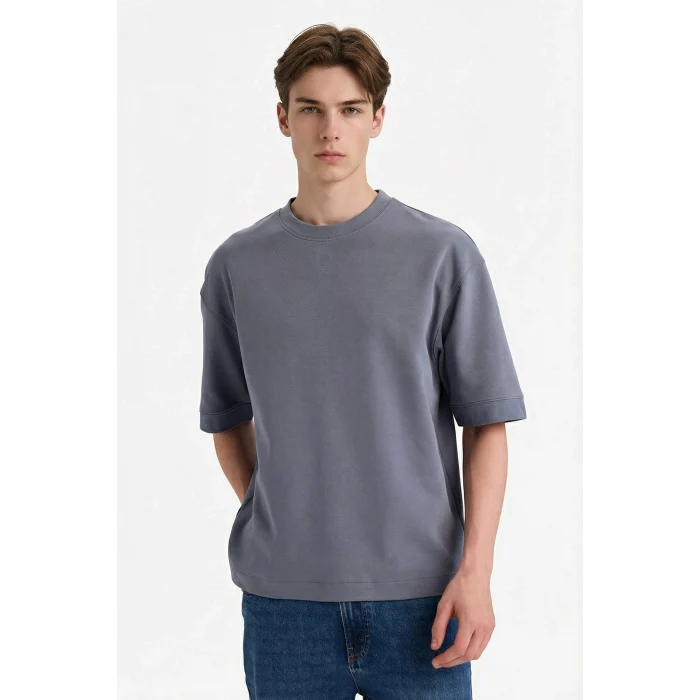 Defacto B4844AXGR504 Gri LOOSE FIT Nefes Alabilen Kumaş Tişört