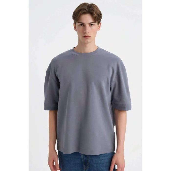 Defacto B4844AXGR504 Gri LOOSE FIT Nefes Alabilen Kumaş Tişört