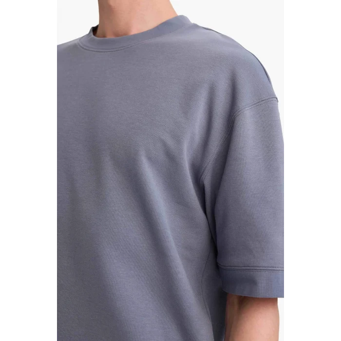 Defacto B4844AXGR504 Gri LOOSE FIT Nefes Alabilen Kumaş Tişört