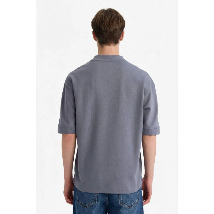 Defacto B4844AXGR504 Gri LOOSE FIT Nefes Alabilen Kumaş Tişört