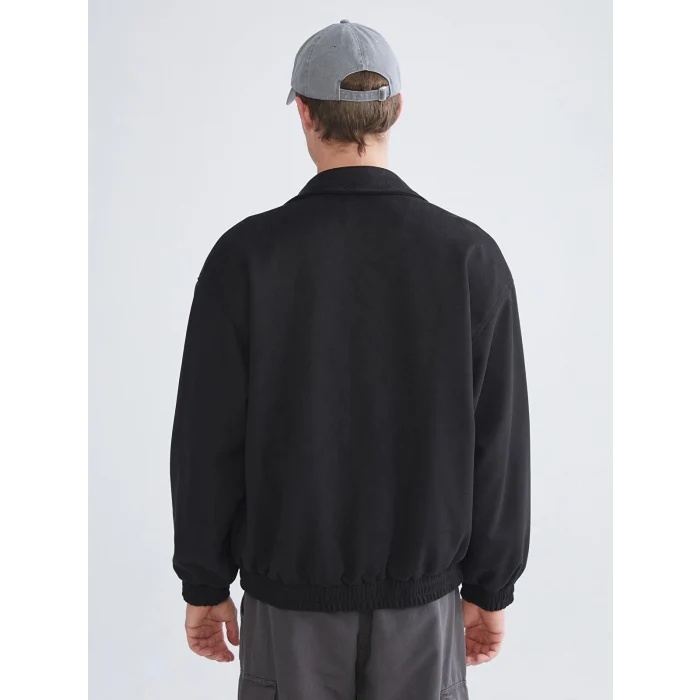 XSIDE Siyah Rahat Kalıp Gömlek Yaka Süet Erkek Mont