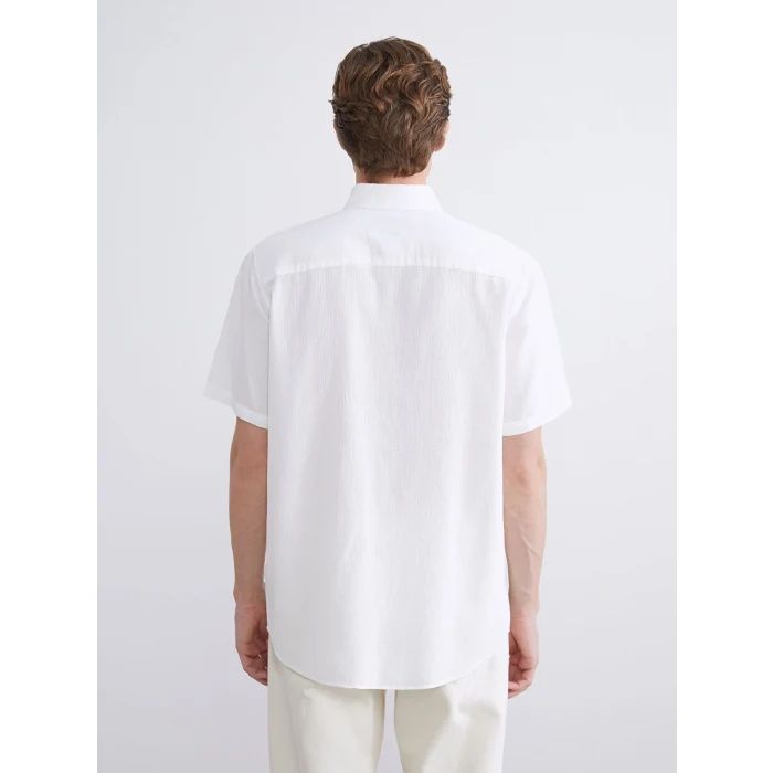 SOUTHBLUE Ekru Regular Fit Kısa Kollu Armürlü Erkek Gömlek