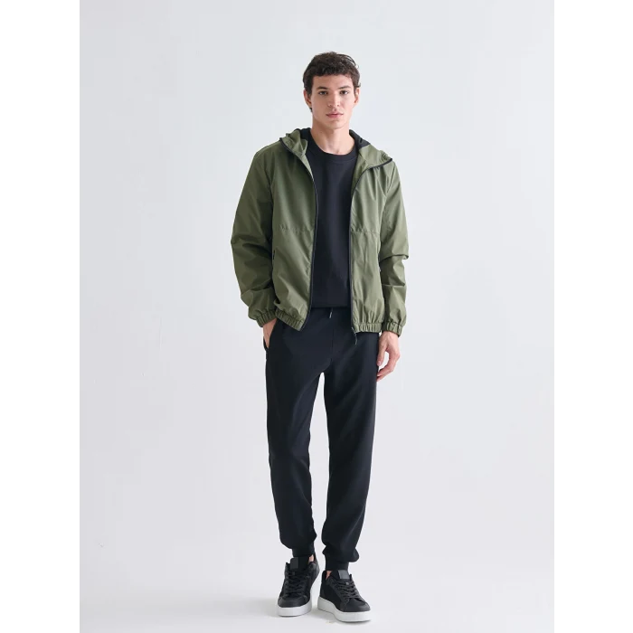 XSIDE Haki Standart Kalıp Kapüşonlu Erkek Yağmurluk