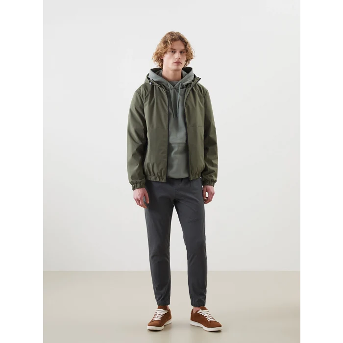 XSIDE Haki Standart Kalıp Kapüşonlu Erkek Yağmurluk