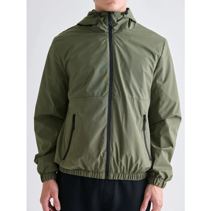 XSIDE Haki Standart Kalıp Kapüşonlu Erkek Yağmurluk