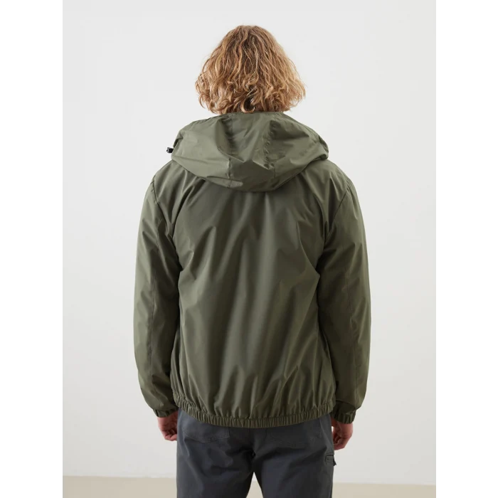 XSIDE Haki Standart Kalıp Kapüşonlu Erkek Yağmurluk