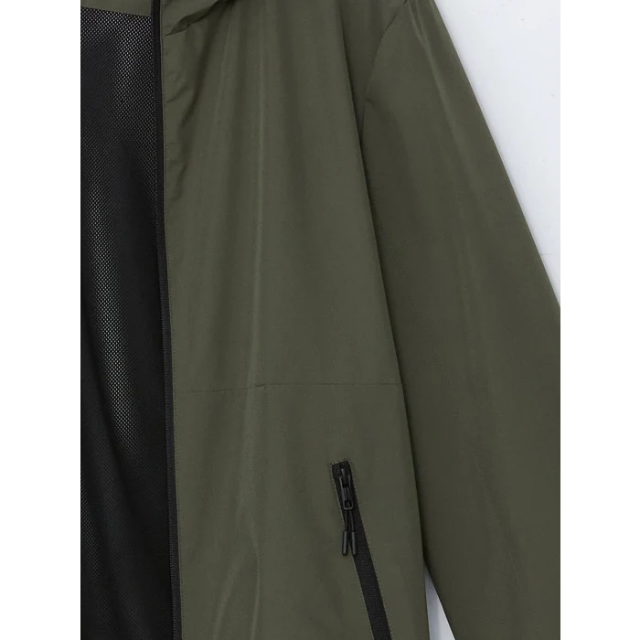 XSIDE Haki Standart Kalıp Kapüşonlu Erkek Yağmurluk