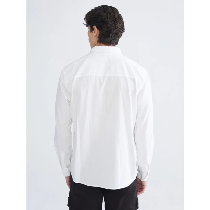 XSIDE Beyaz Regular Fit Uzun Kollu Gabardin Erkek Gömlek