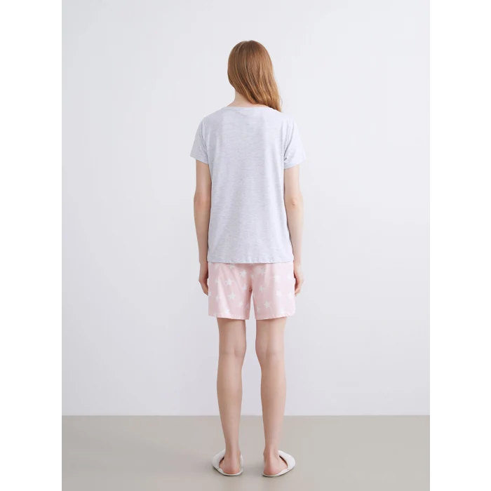 LCW DREAM Pembe Yıldız Desenli Kadın Şortlu Pijama Takımı