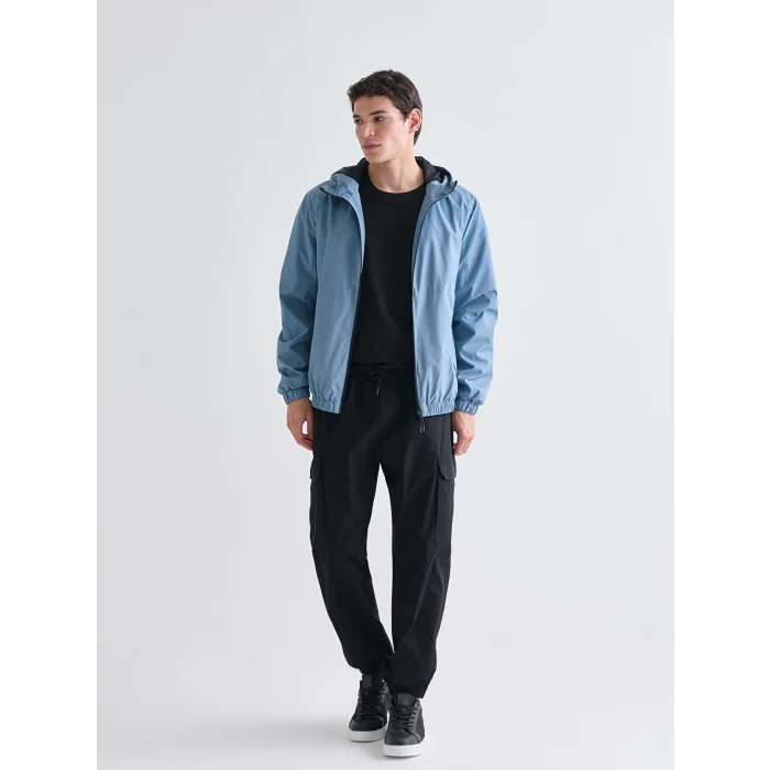 XSIDE Mavi Standart Kalıp Kapüşonlu Erkek Yağmurluk