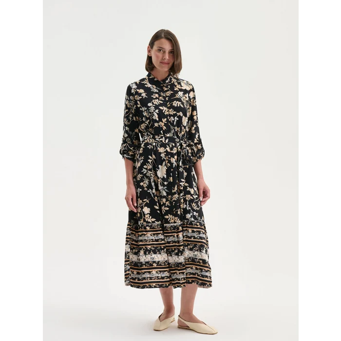 LCW Grace Siyah Desenli Gömlek Elbise