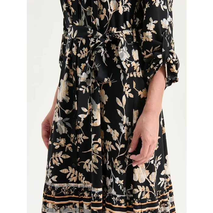 LCW Grace Siyah Desenli Gömlek Elbise