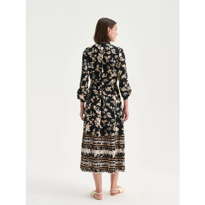 LCW Grace Siyah Desenli Gömlek Elbise